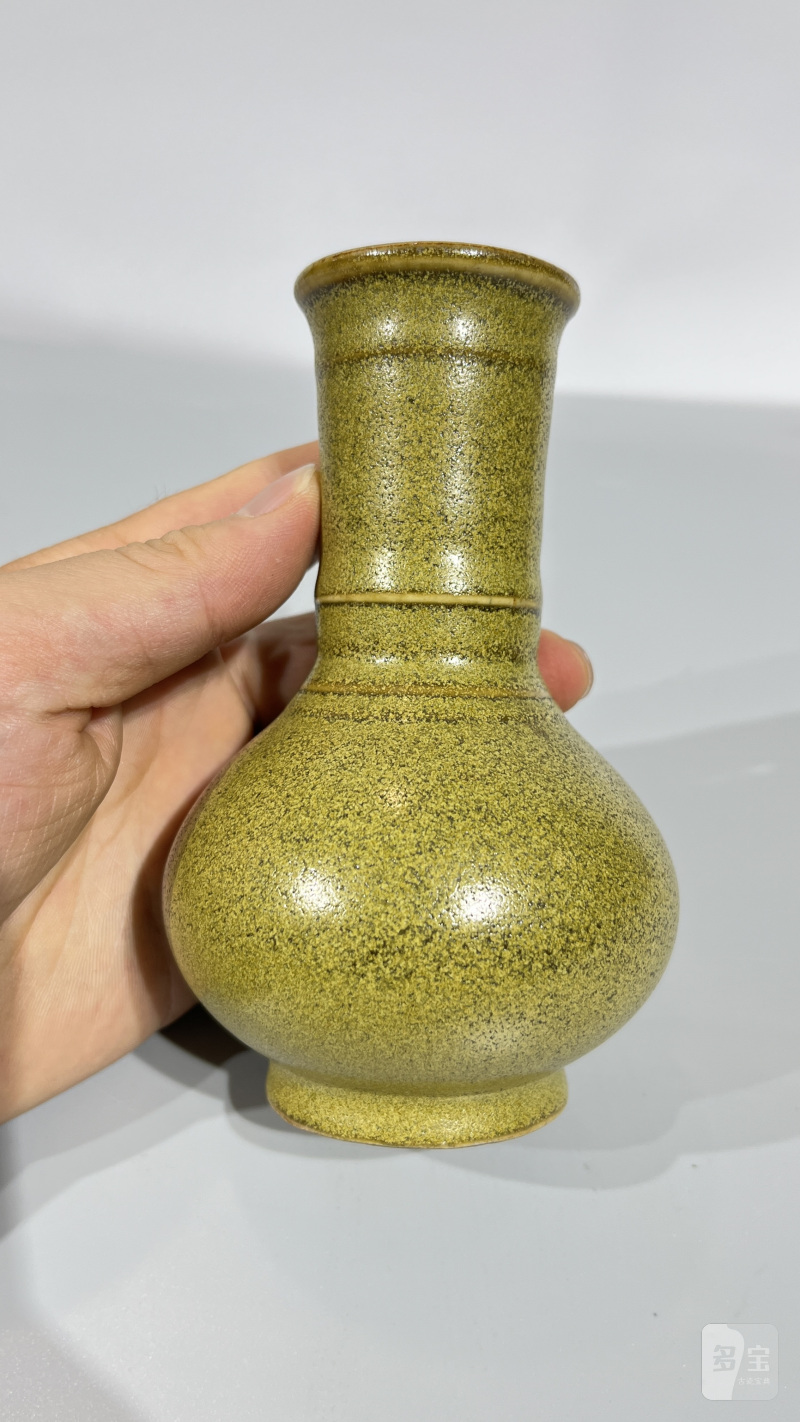清 霁蓝釉竹节形笔筒、清 茶叶末釉长颈瓶（一组） - 图10